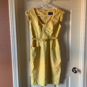 Adriana Papell Sleeveless Round Neck Yellow Professional dress.  Size 2 P